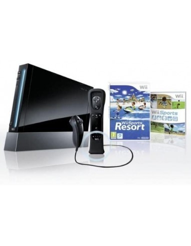 Console Wii noire + accessoires (inclus Wii Sports + Wii Sports Resort)