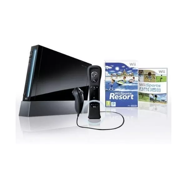 Console Wii noire + accessoires (inclus Wii Sports + Wii Sports Resort)