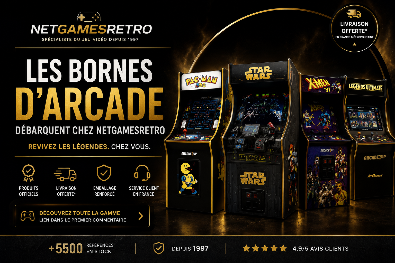 Les bornes d'arcade officielles débarquent chez NetGamesRetro : Arcade1Up & AtGames